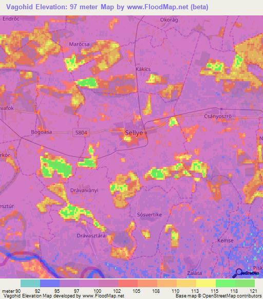 Vagohid,Hungary Elevation Map