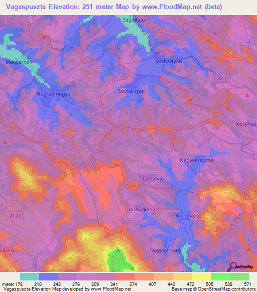 Vagaspuszta,Hungary Elevation Map