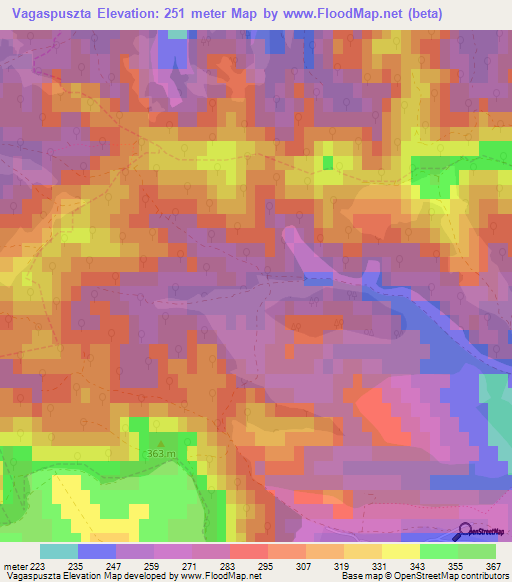 Vagaspuszta,Hungary Elevation Map