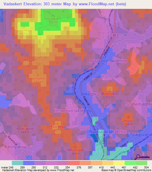 Vadaskert,Hungary Elevation Map