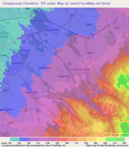Uzsalpuszta,Hungary Elevation Map