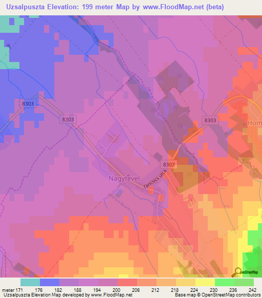 Uzsalpuszta,Hungary Elevation Map