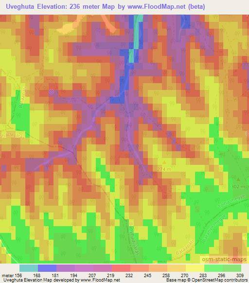 Uveghuta,Hungary Elevation Map