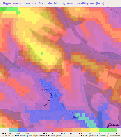 Urgespuszta,Hungary Elevation Map