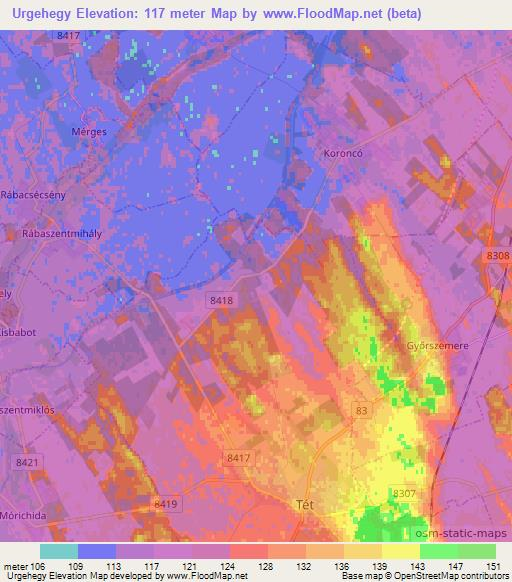 Urgehegy,Hungary Elevation Map