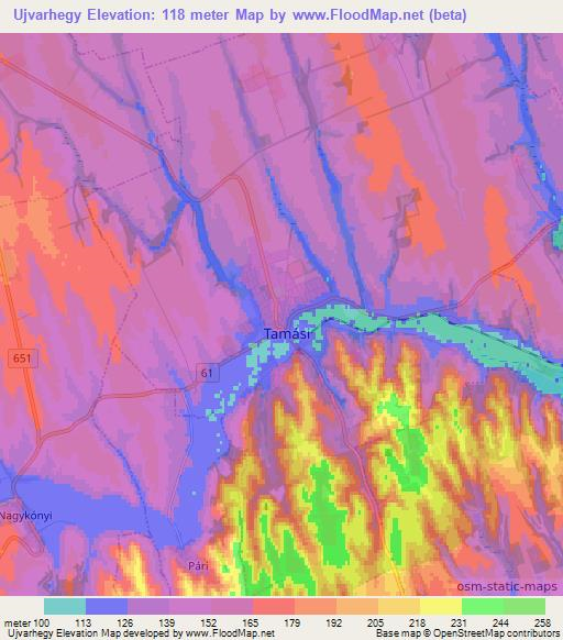 Ujvarhegy,Hungary Elevation Map