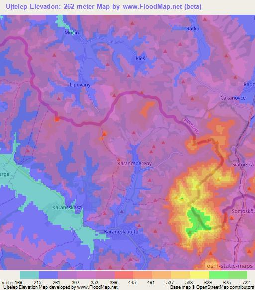 Ujtelep,Hungary Elevation Map