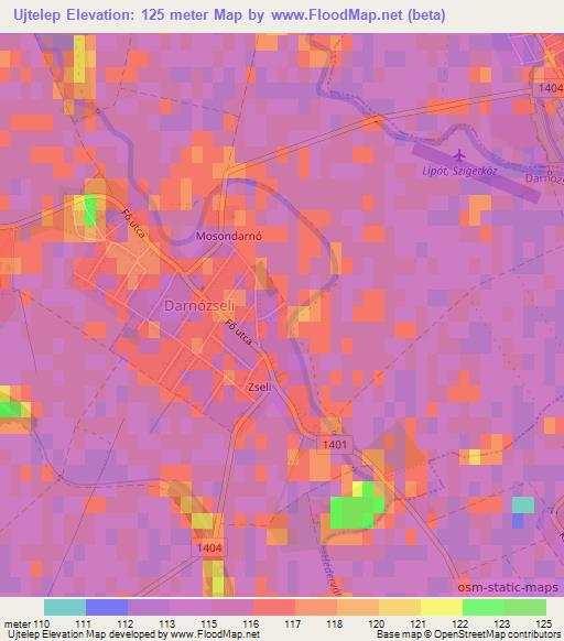 Ujtelep,Hungary Elevation Map