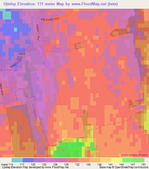 Ujtelep,Hungary Elevation Map