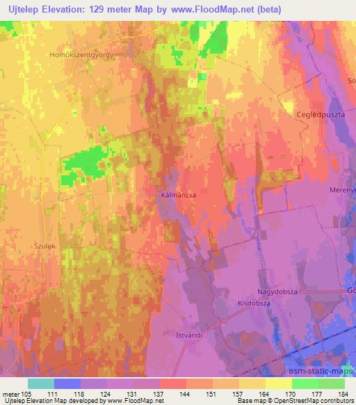 Ujtelep,Hungary Elevation Map