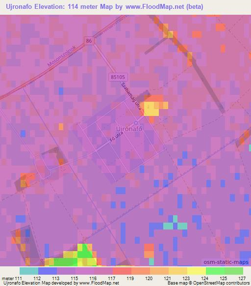 Ujronafo,Hungary Elevation Map