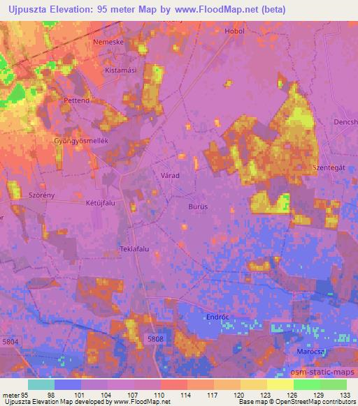 Ujpuszta,Hungary Elevation Map