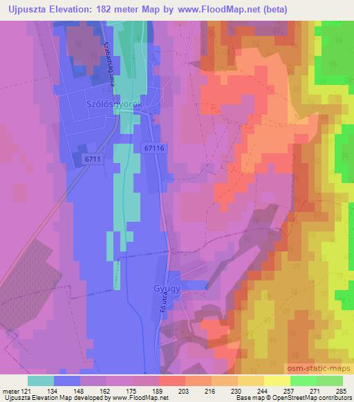 Ujpuszta,Hungary Elevation Map