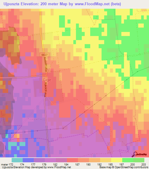 Ujpuszta,Hungary Elevation Map