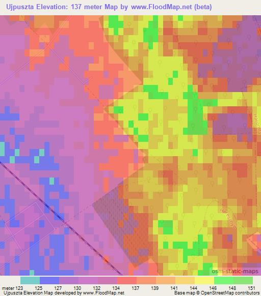 Ujpuszta,Hungary Elevation Map