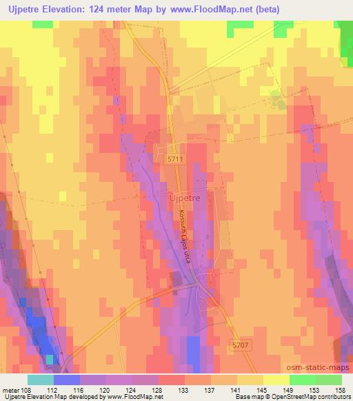 Ujpetre,Hungary Elevation Map