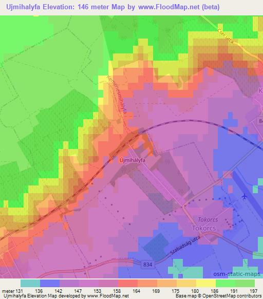 Ujmihalyfa,Hungary Elevation Map