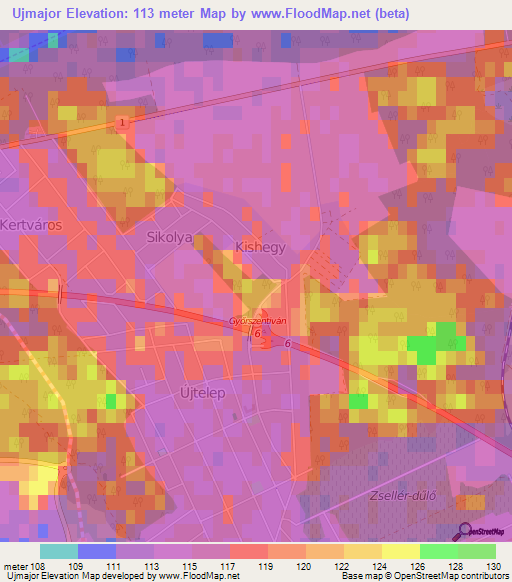 Ujmajor,Hungary Elevation Map