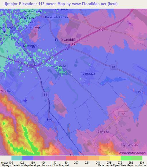 Ujmajor,Hungary Elevation Map