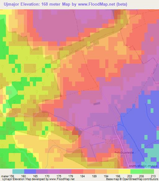 Ujmajor,Hungary Elevation Map