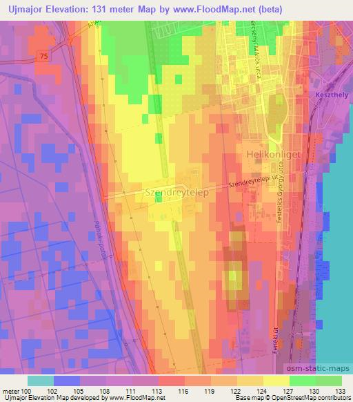 Ujmajor,Hungary Elevation Map
