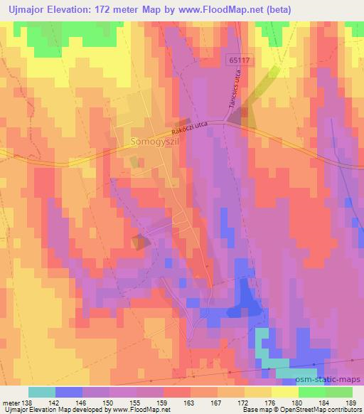 Ujmajor,Hungary Elevation Map