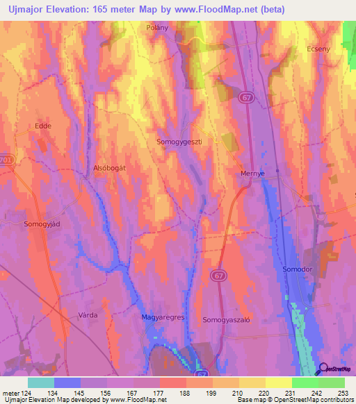 Ujmajor,Hungary Elevation Map