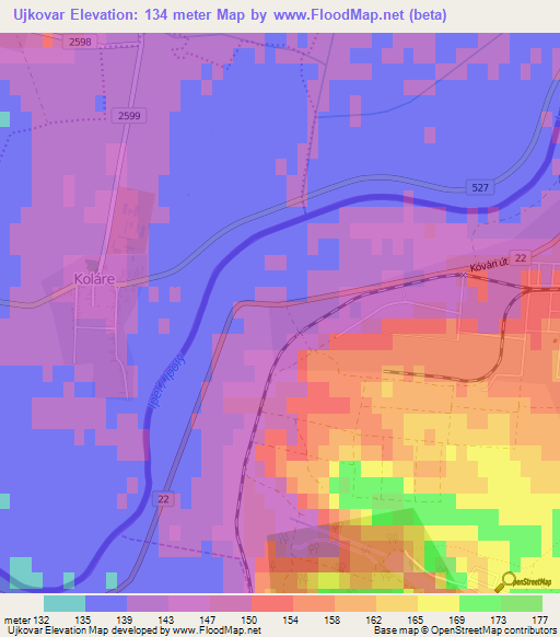 Ujkovar,Hungary Elevation Map