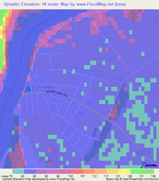 Ujistallo,Hungary Elevation Map