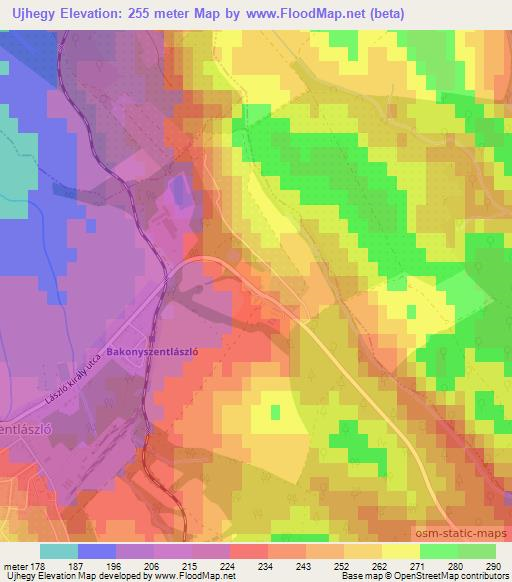 Ujhegy,Hungary Elevation Map