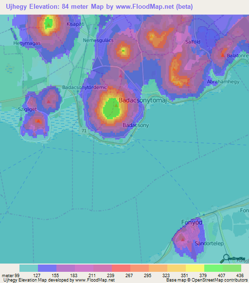 Ujhegy,Hungary Elevation Map