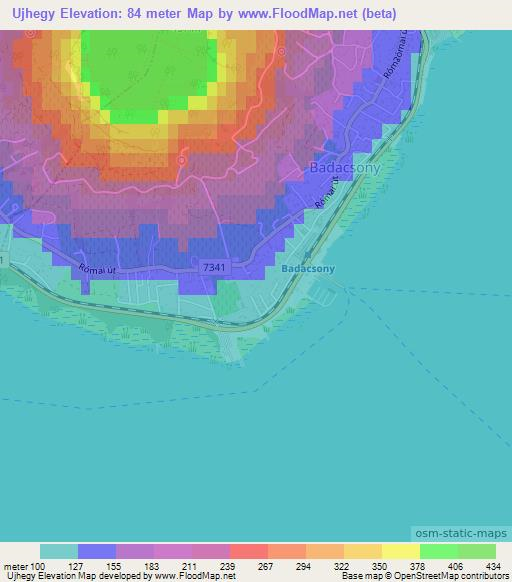 Ujhegy,Hungary Elevation Map