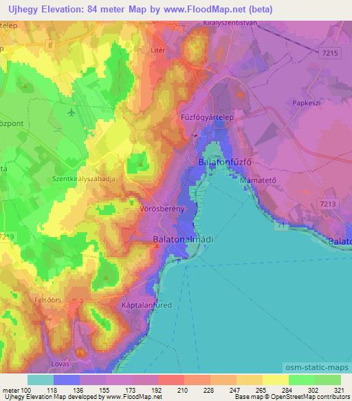 Ujhegy,Hungary Elevation Map