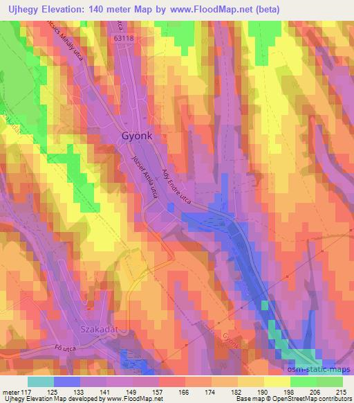 Ujhegy,Hungary Elevation Map