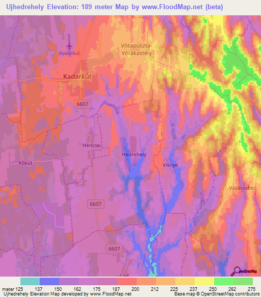 Ujhedrehely,Hungary Elevation Map