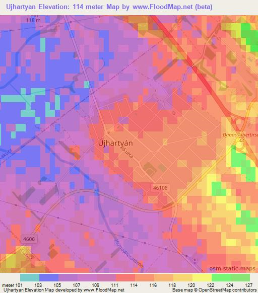 Ujhartyan,Hungary Elevation Map