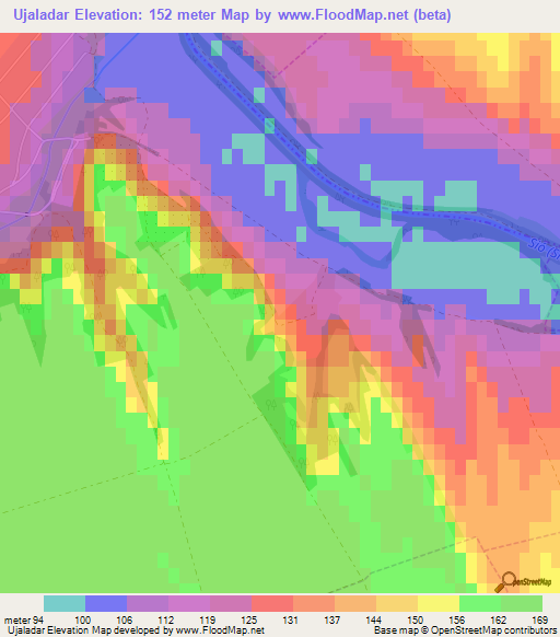 Ujaladar,Hungary Elevation Map