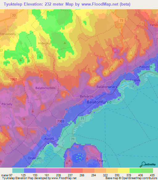 Tyuktelep,Hungary Elevation Map