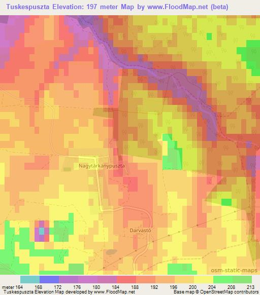 Tuskespuszta,Hungary Elevation Map