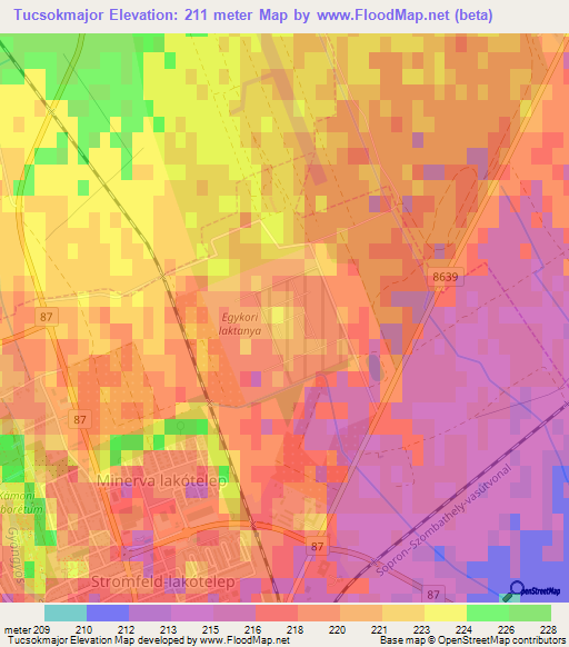 Tucsokmajor,Hungary Elevation Map