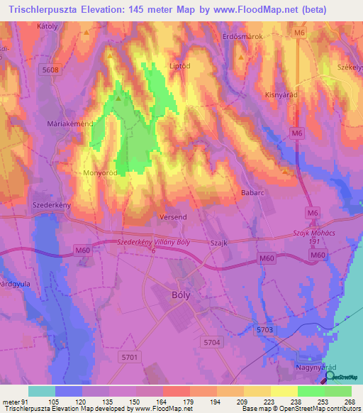 Trischlerpuszta,Hungary Elevation Map