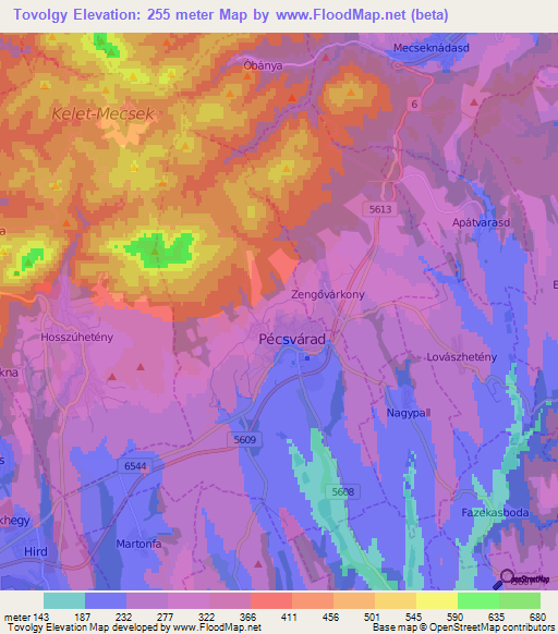 Tovolgy,Hungary Elevation Map