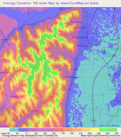 Totvolgy,Hungary Elevation Map