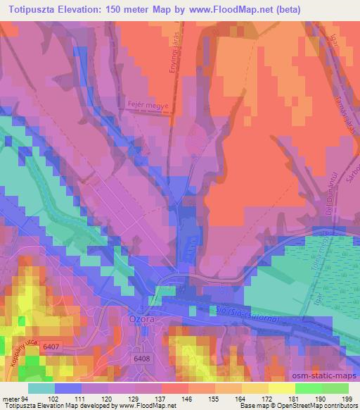 Totipuszta,Hungary Elevation Map