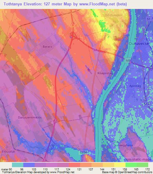 Tothtanya,Hungary Elevation Map