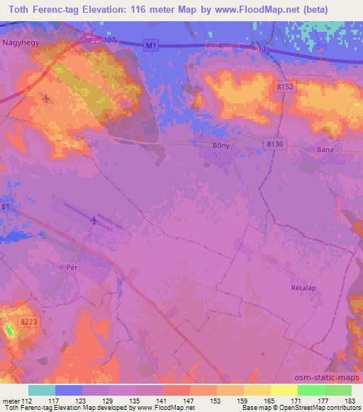 Toth Ferenc-tag,Hungary Elevation Map