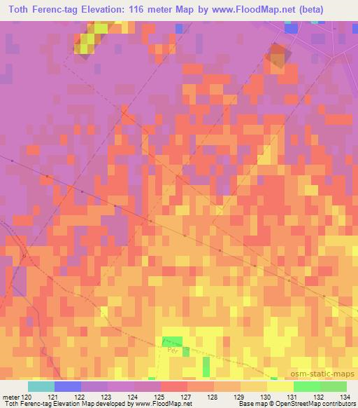 Toth Ferenc-tag,Hungary Elevation Map