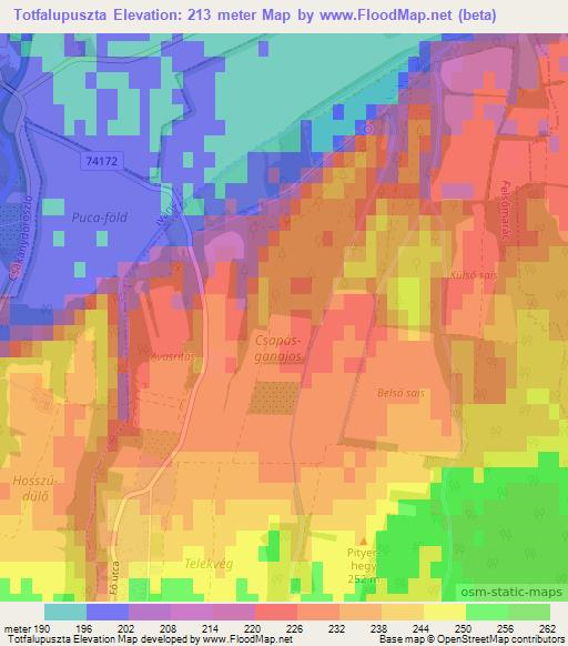 Totfalupuszta,Hungary Elevation Map