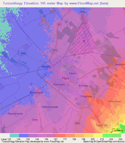 Torzsokhegy,Hungary Elevation Map