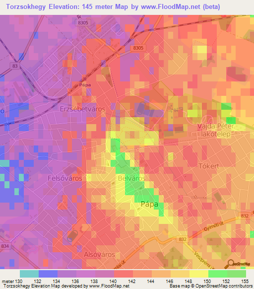 Torzsokhegy,Hungary Elevation Map